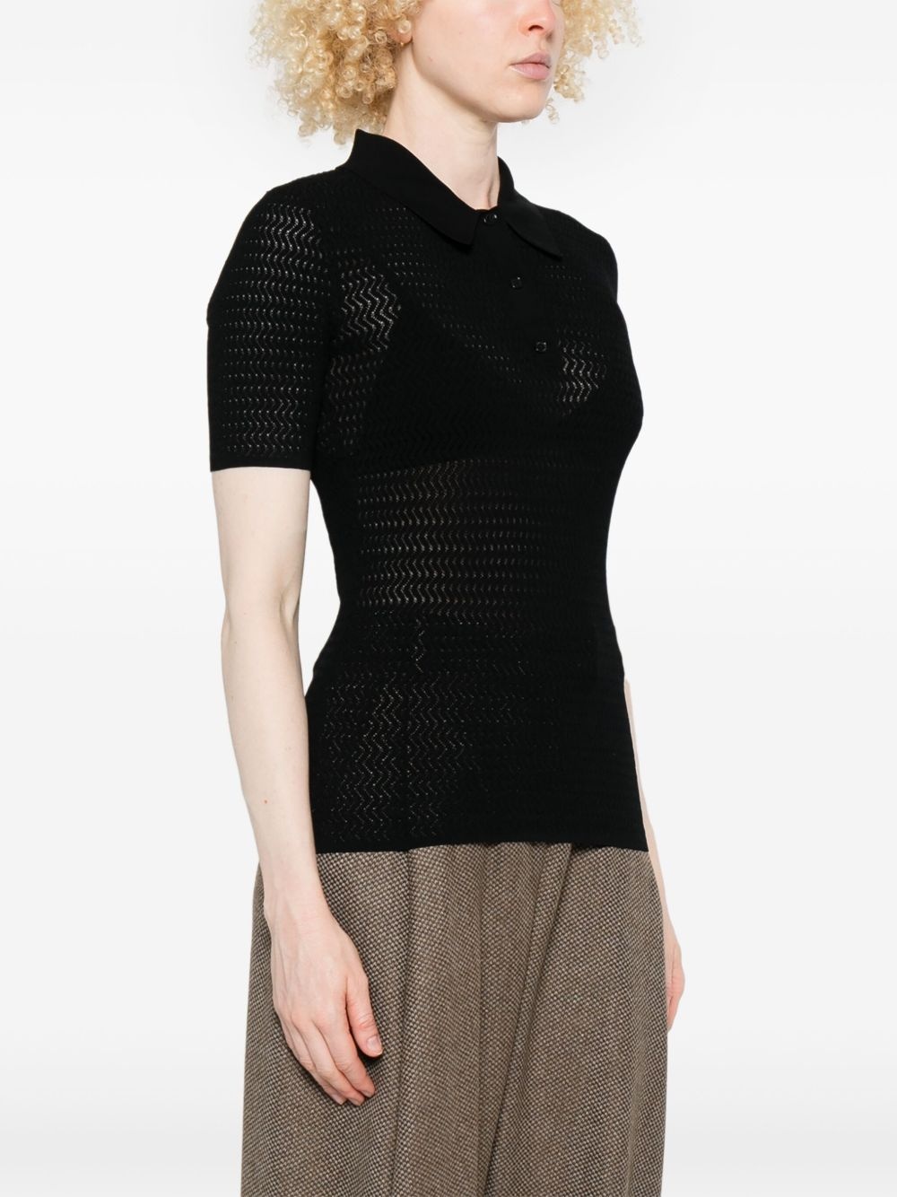 perforated polo top - 3