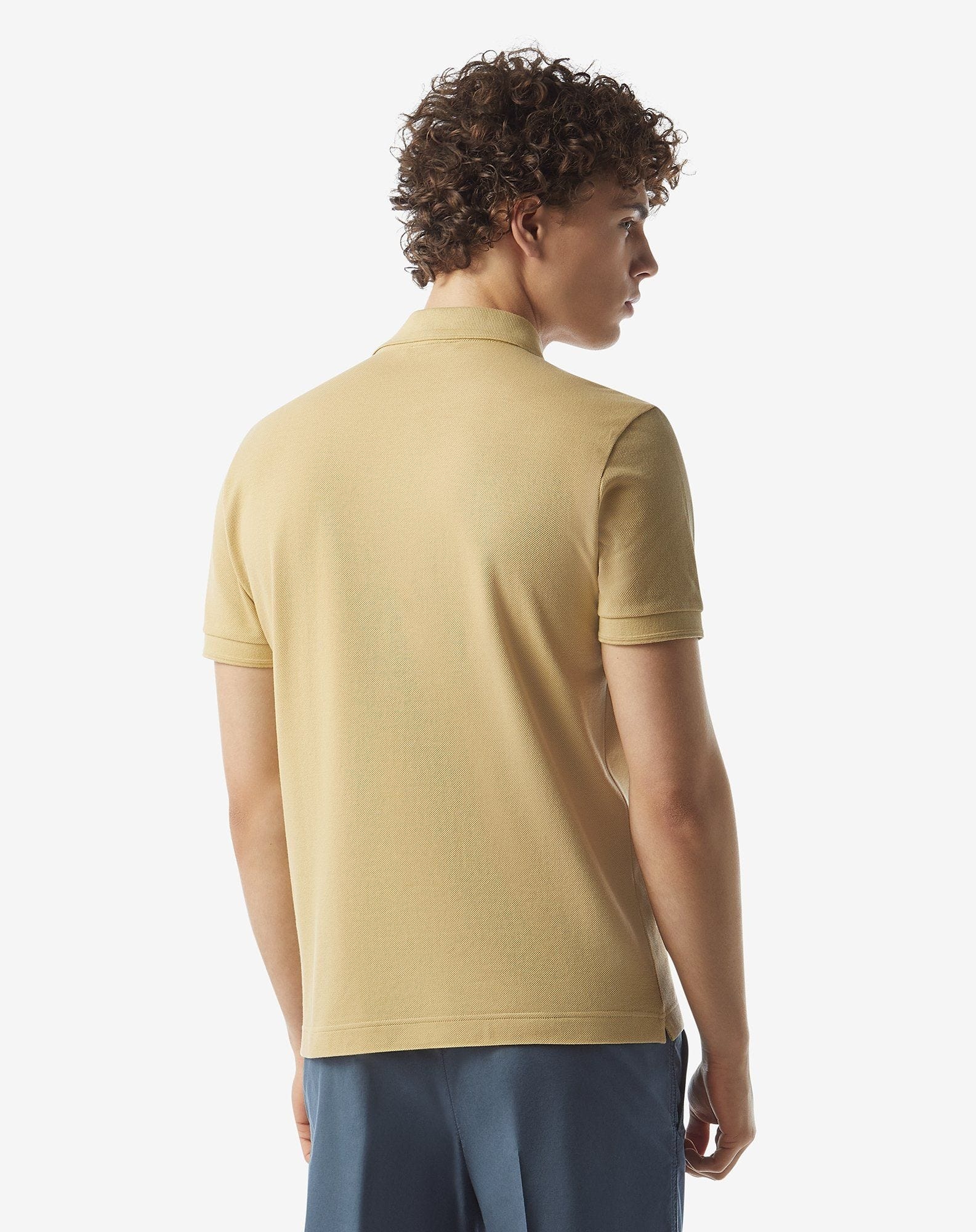 Yellow button-up pique cotton polo shirt - 3