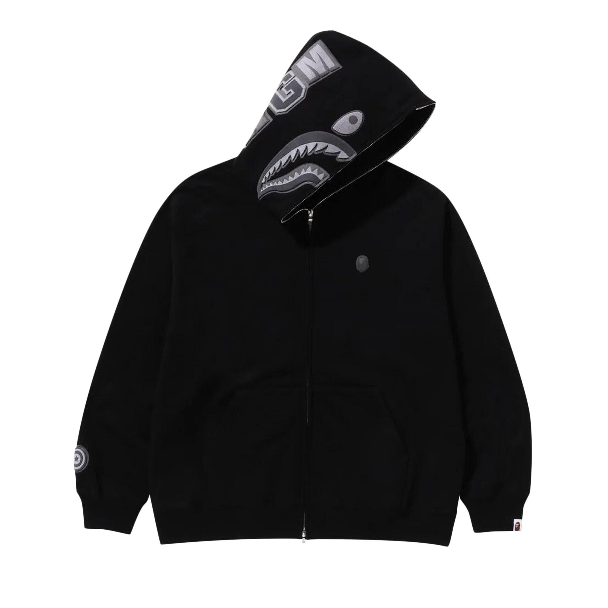 BAPE Ape Head One Point Shark Zip Hoodie 'Black' - 1