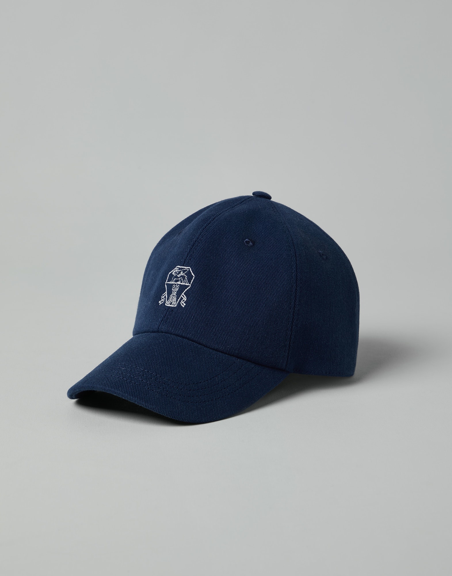 Garment-dyed lightweight denim baseball cap with embroidered logo - 1