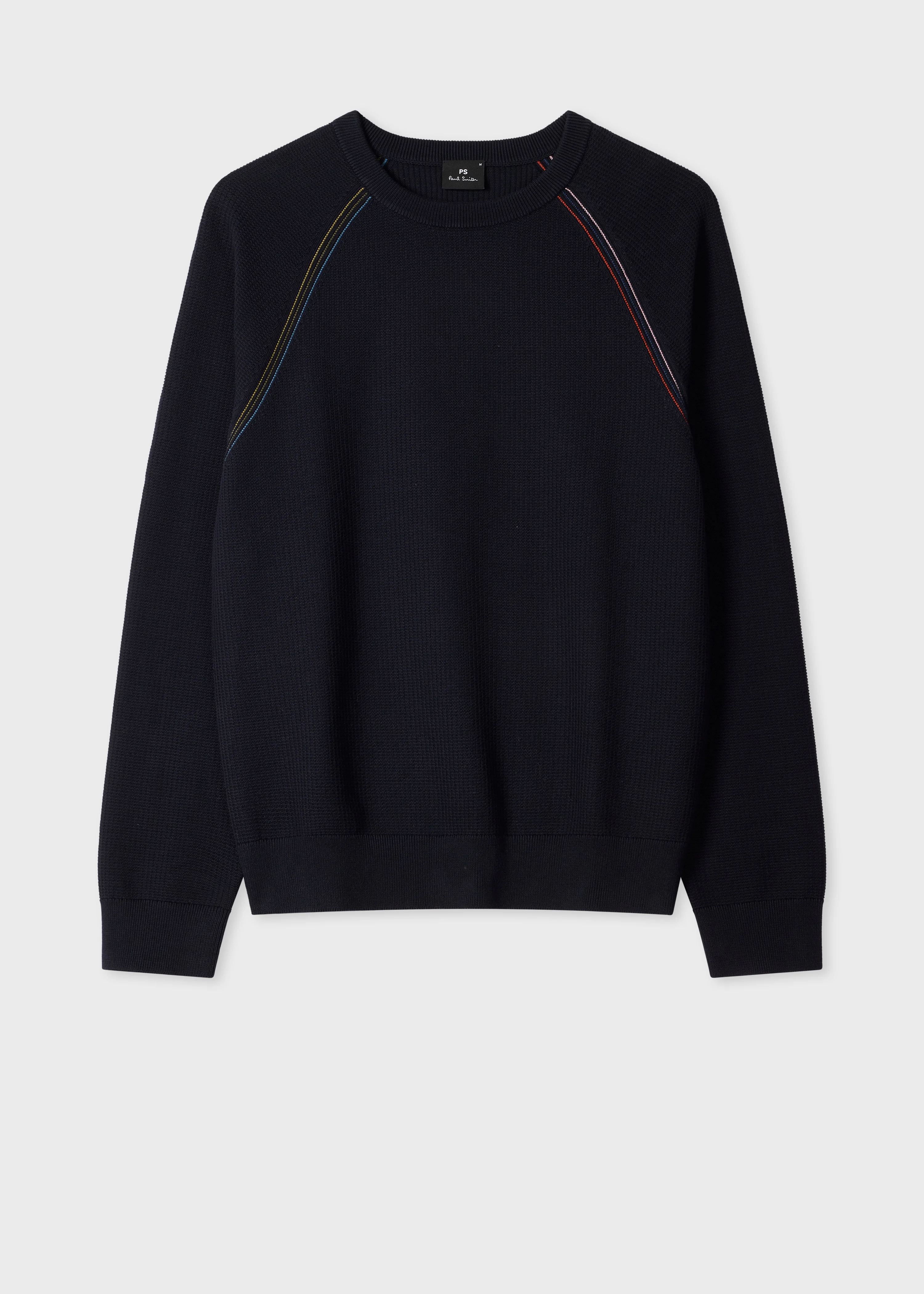 Navy Textured-Cotton Raglan Sweater - 1