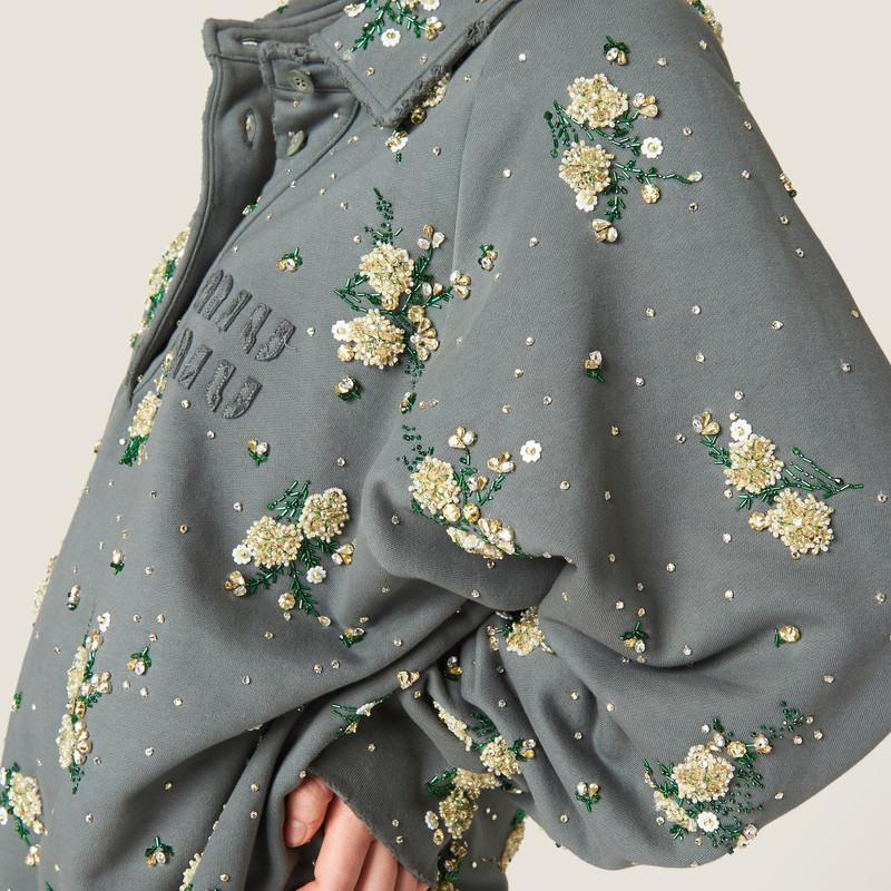 Garment-dyed cotton fleece sweatshirt with embroidered logo 5