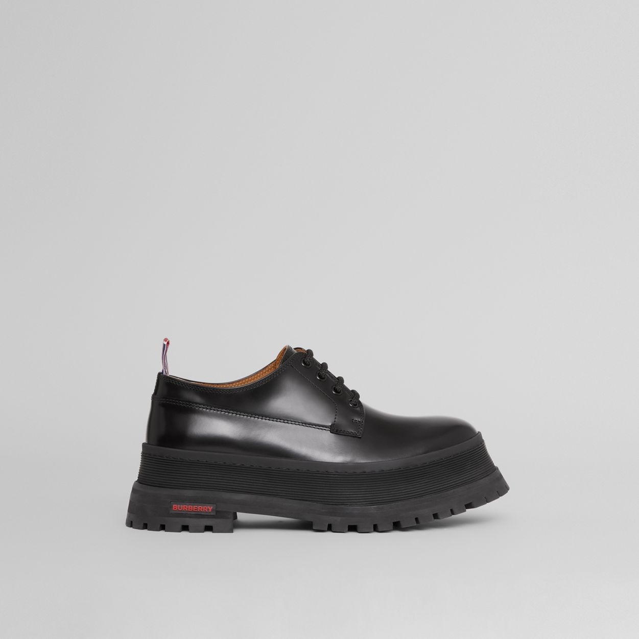 Logo Detail Leather Derby Shoes - 1