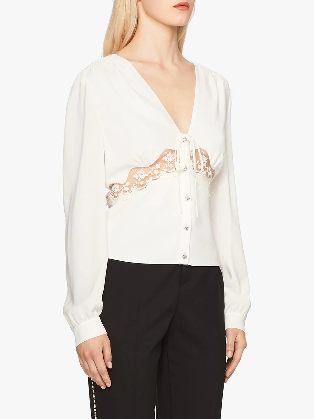 lace detail v-neck blouse - 3