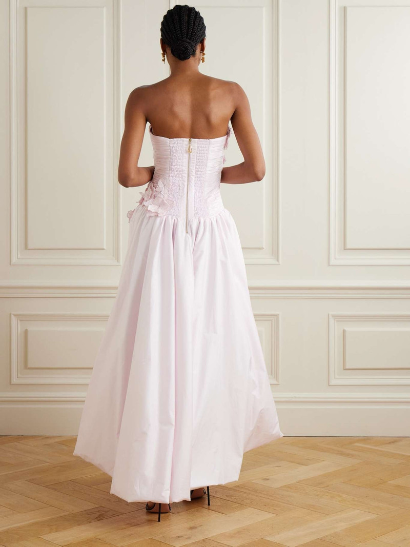 Splendour strapless appliquéd gathered cotton-poplin gown Pastel pink 3