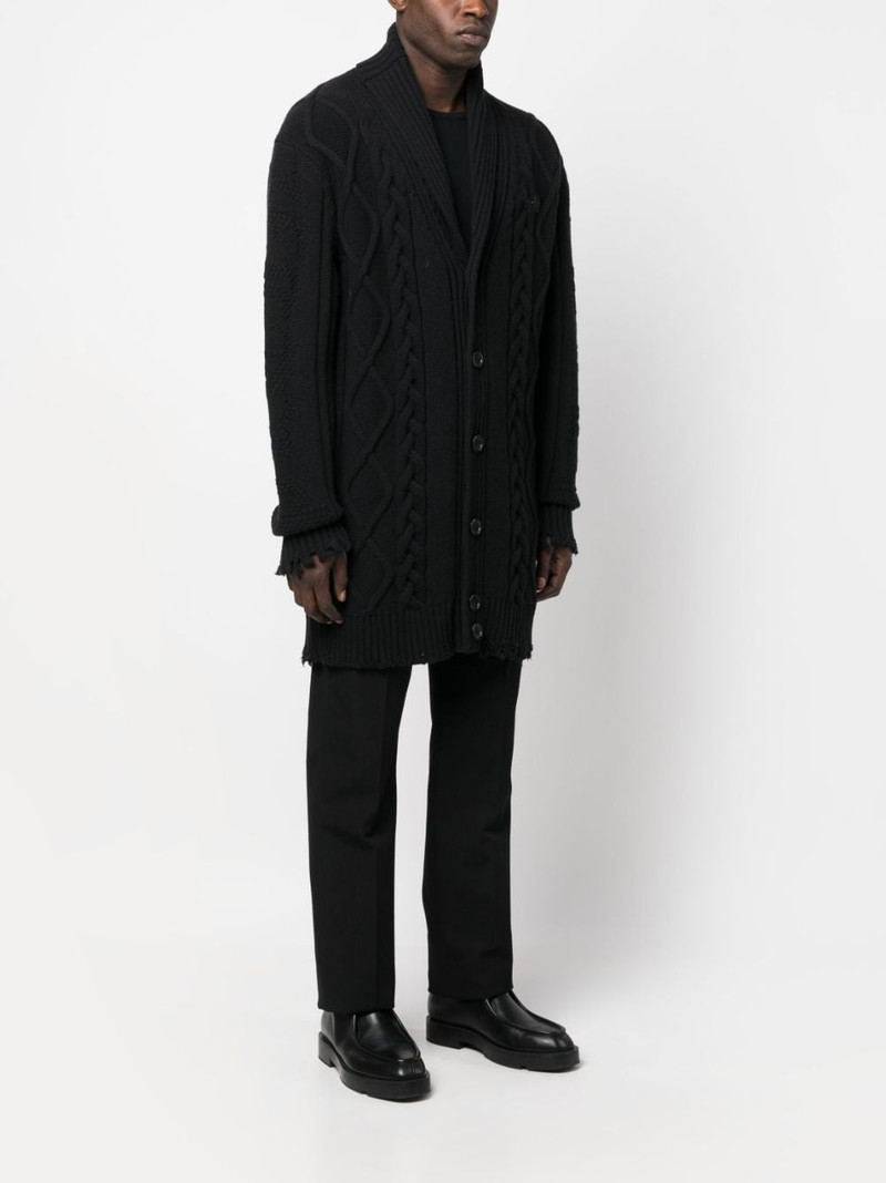 cable-knit distressed-finish cardigan 3