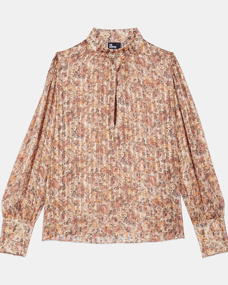 FLOWER PRINT SILK TOP 1