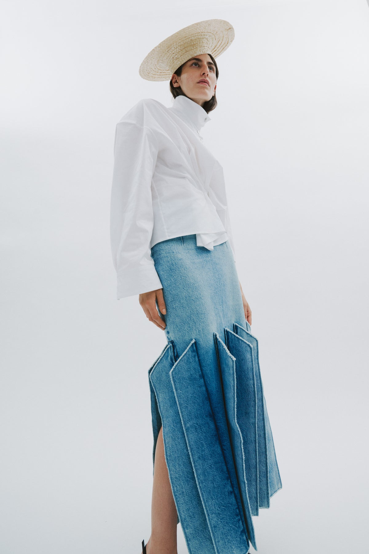 ASYMMETRIC COLLAR SHIRT WHITE - 12