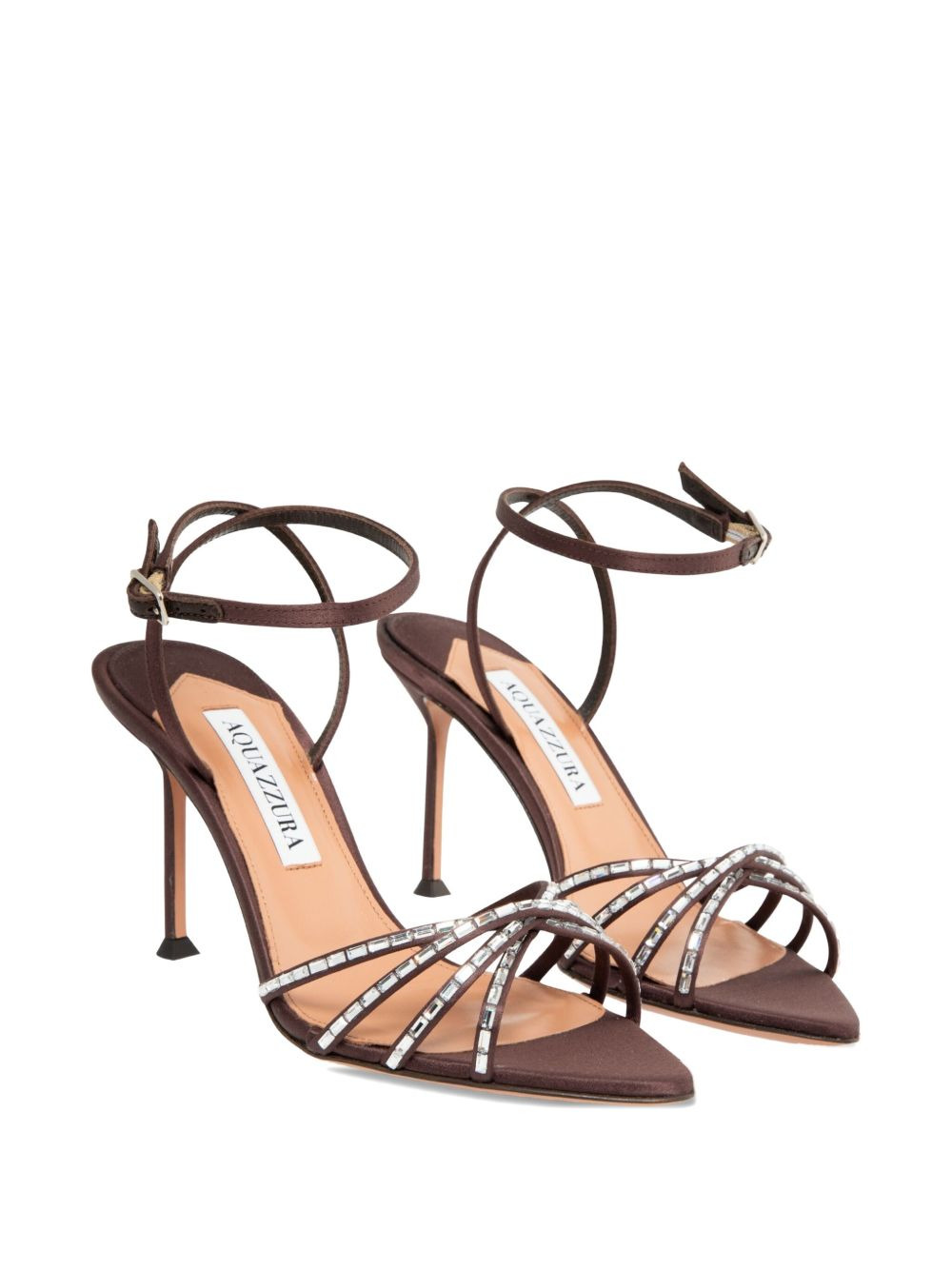 crystal-embellished satin sandals - 2