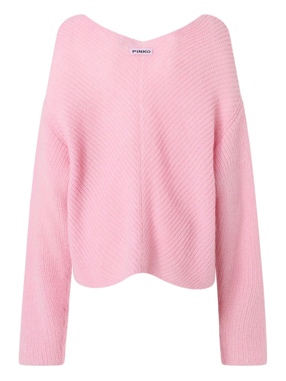 v-neck ribbed knit sweater - 2
