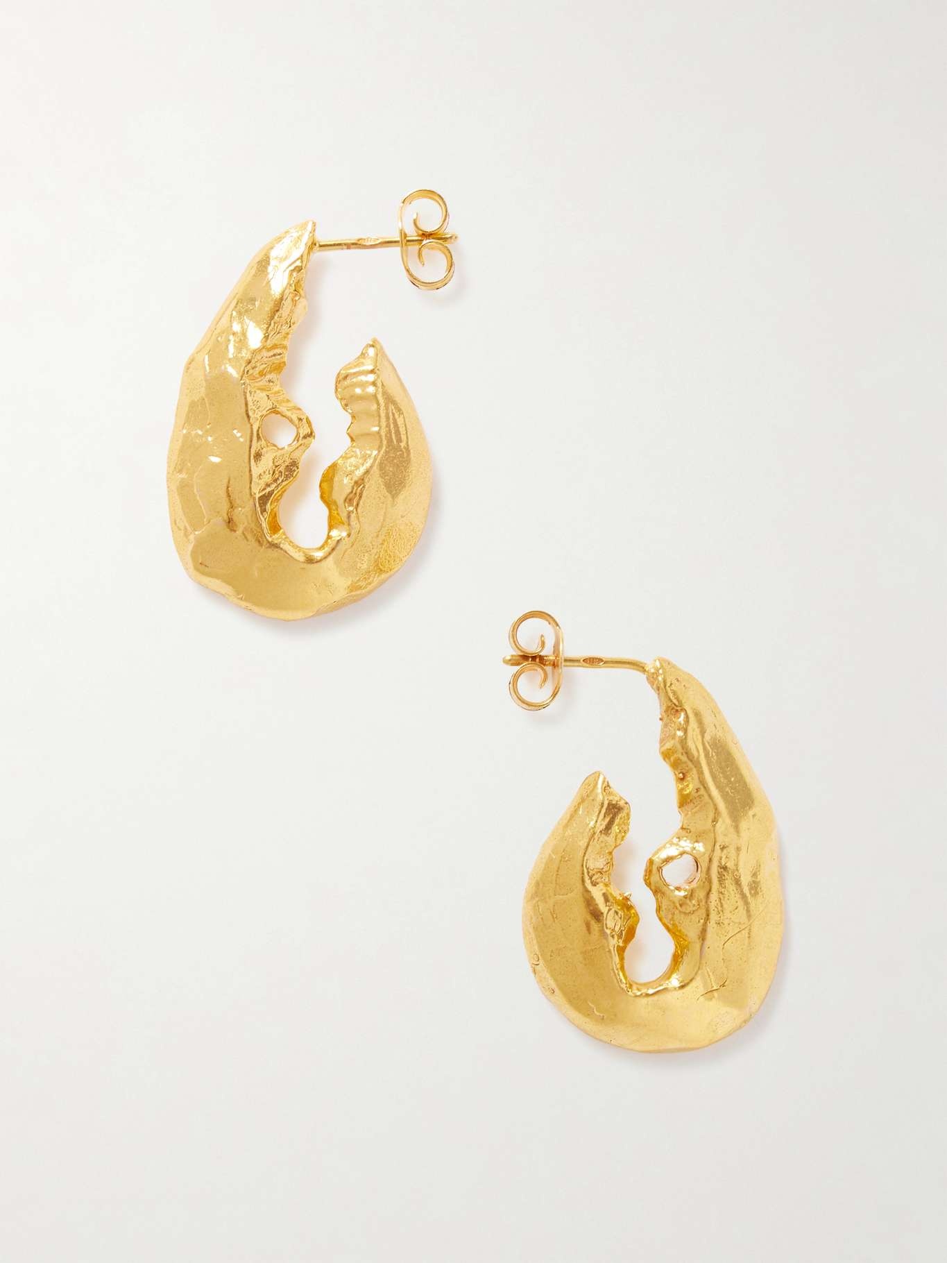 The Gilded Crustacean recycled gold-plated hoop earrings Gold - 1