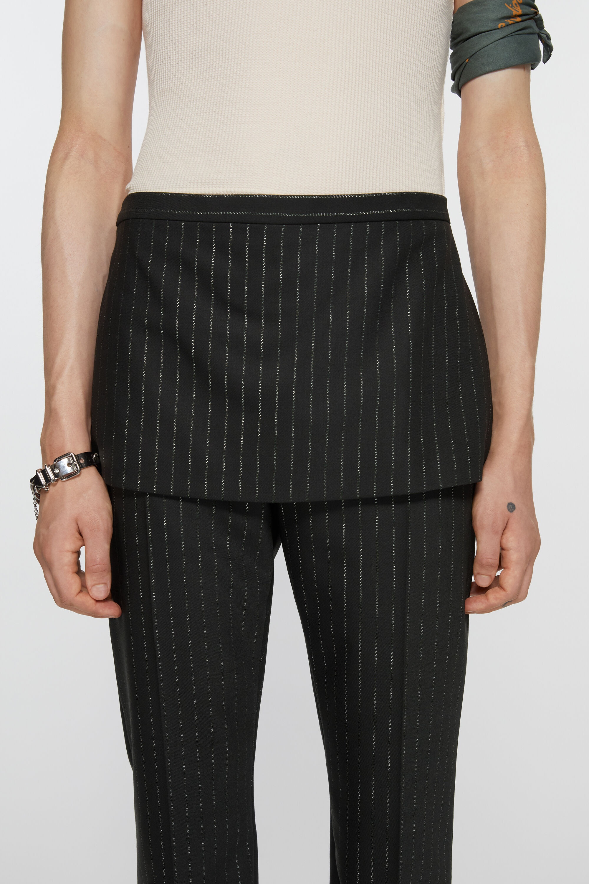 Tailored pinstripe trousers - Black - 5