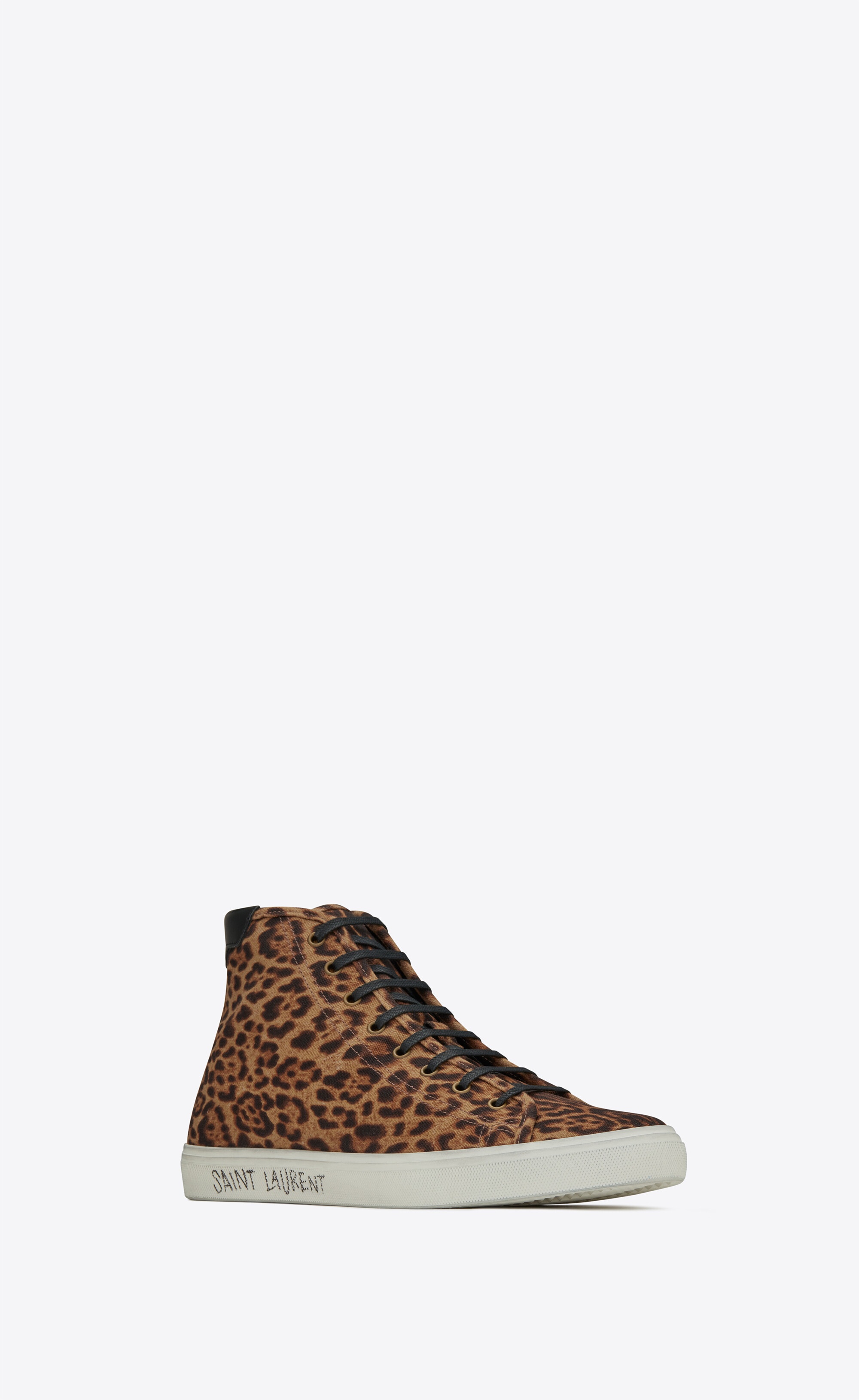 malibu mid-top sneakers in leopard-print canvas and leather - 8