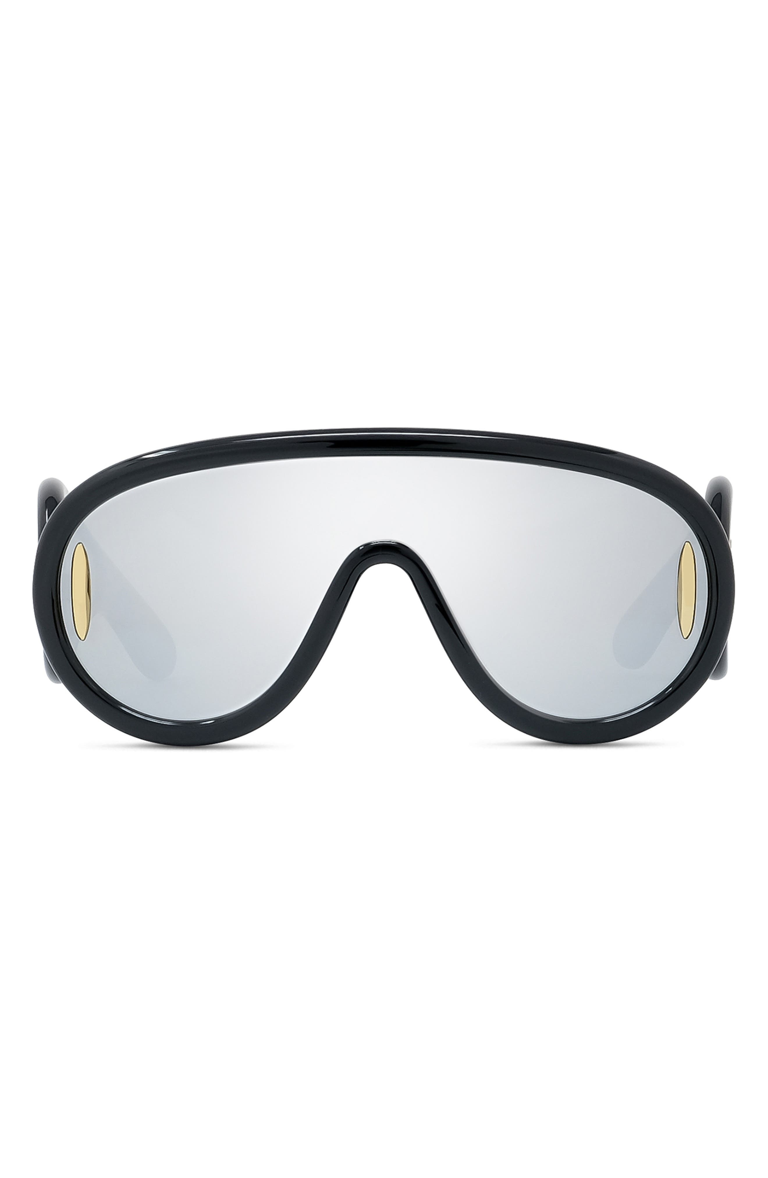 Loewe x Paula's Ibiza 56mm Mask Sunglasses in Shiny Black /Smoke Mirror at Nordstrom - 1