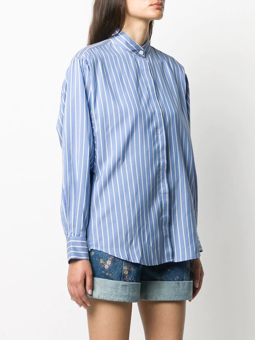 band-collar striped shirt - 3