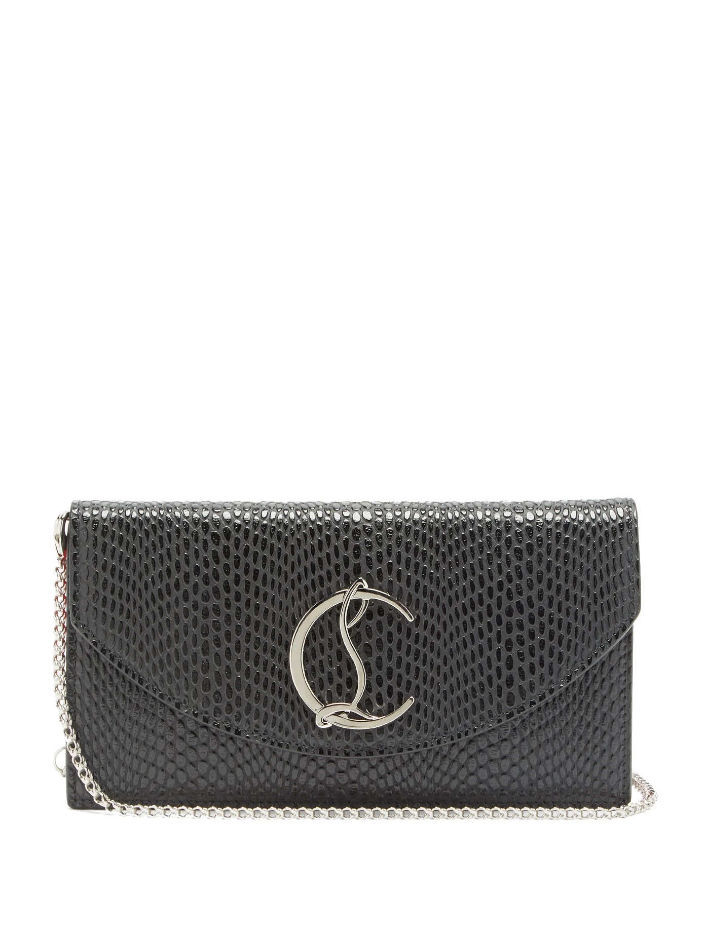 Loubi54 snake-effect leather clutch bag - 1