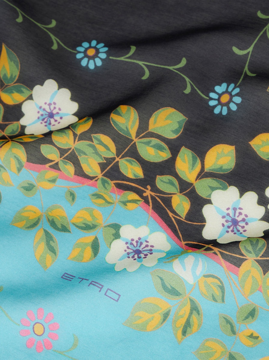 FLORAL COTTON AND SILK SCARF - 3