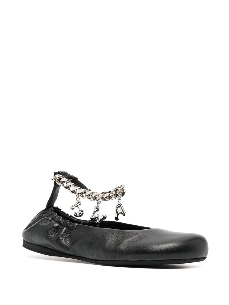 JW Anderson logo-charm leather ballerina shoes outlook