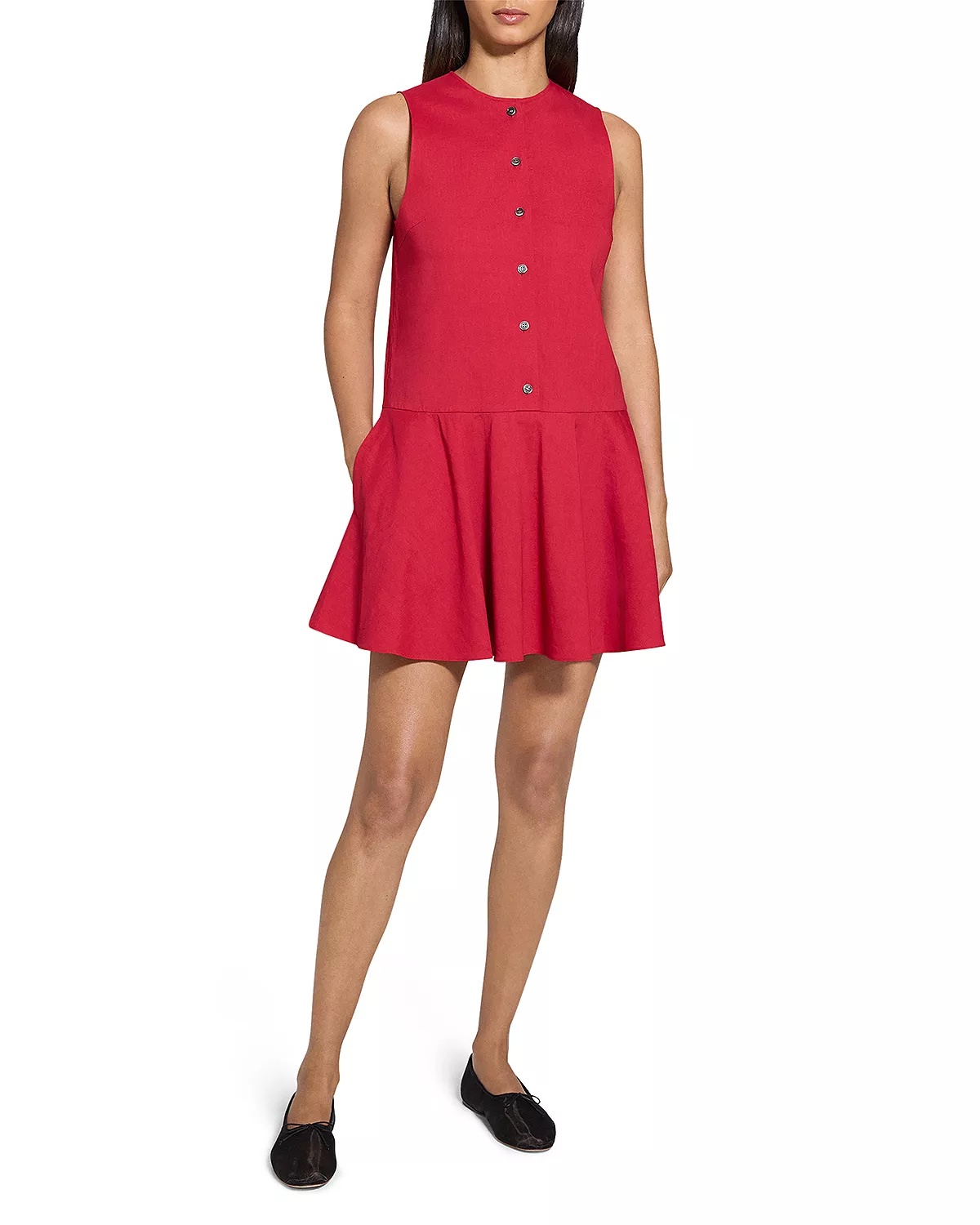 Sleeveless Linen Blend Mini Dress - 2