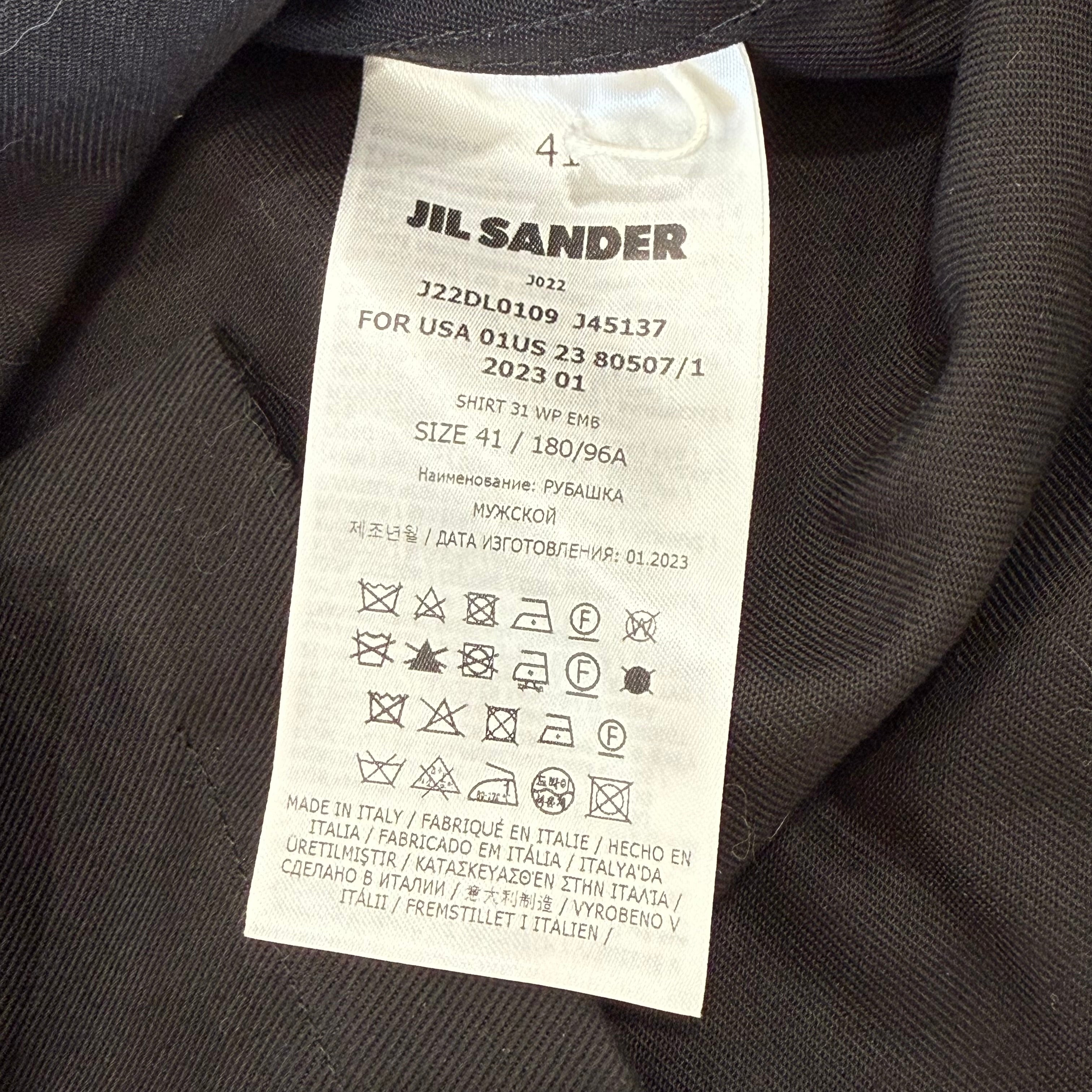 Jil Sander Embroidered Pocket Button Up Shirt SZ 41 - 3