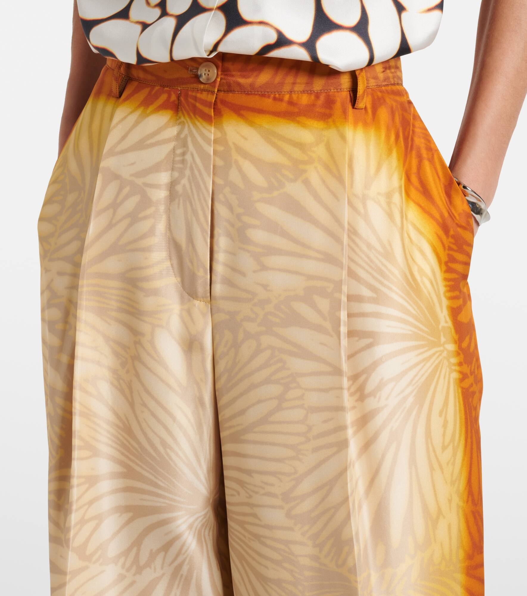 Porters printed silk wide-leg pants - 4