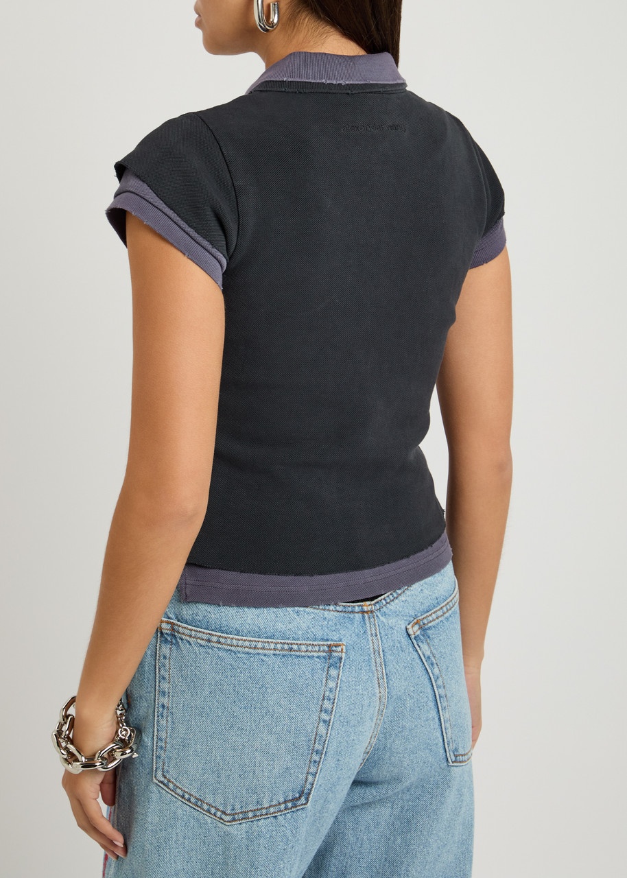 Alexanderwang.t Layered Shrunken Cotton-blend Polo Shirt - 3