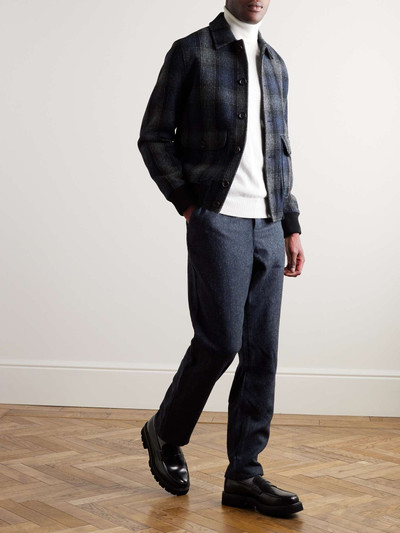 Oliver Spencer Amersham Straight-Leg Herringbone Wool Drawstring Trousers outlook