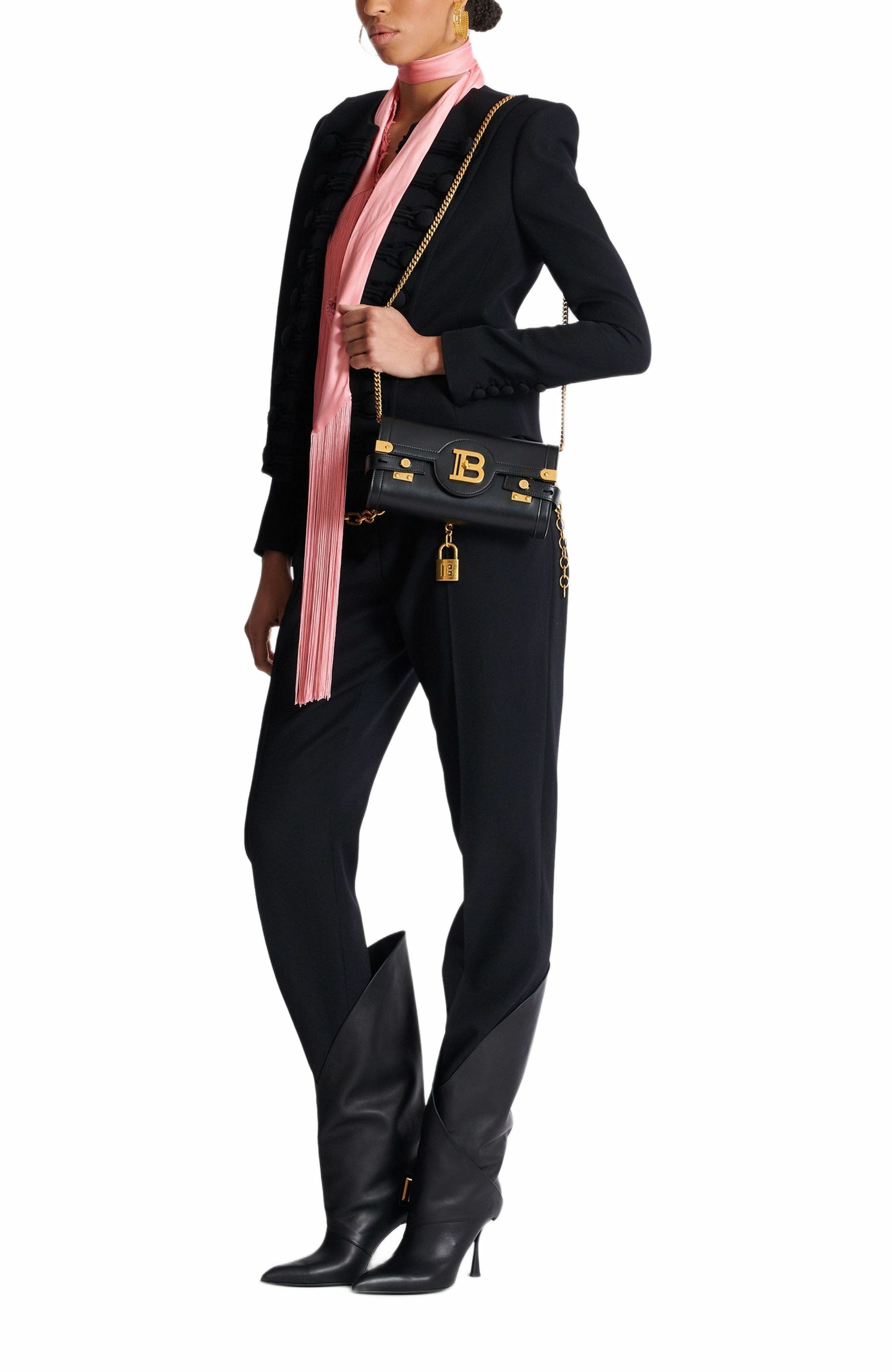 Balmain B-Buzz Pouch 23 in calfskin in Black at Nordstrom - 4