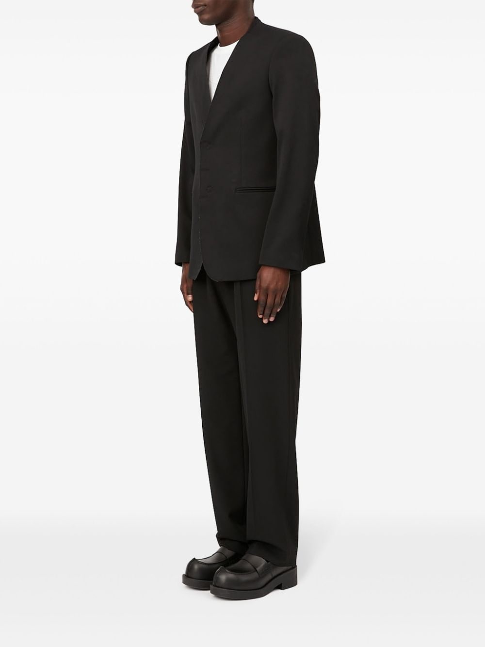 single-breasted twill blazer - 6