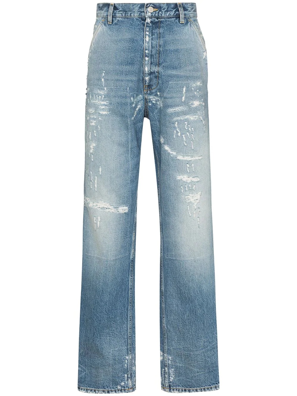 distressed-effect straight-leg jeans - 1