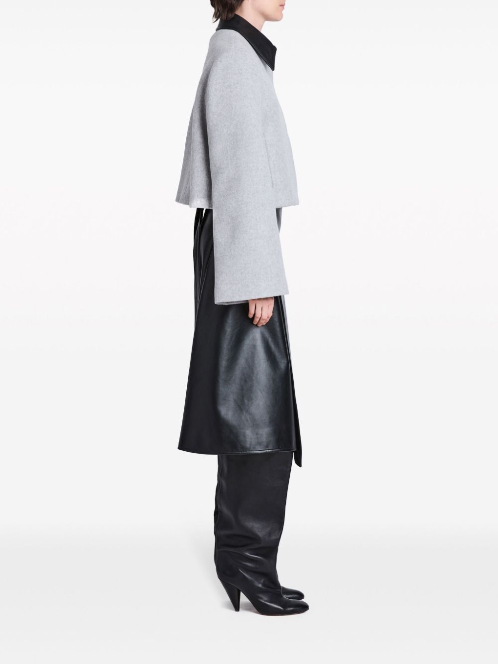 Bridget leather-collar cropped jacket - 3