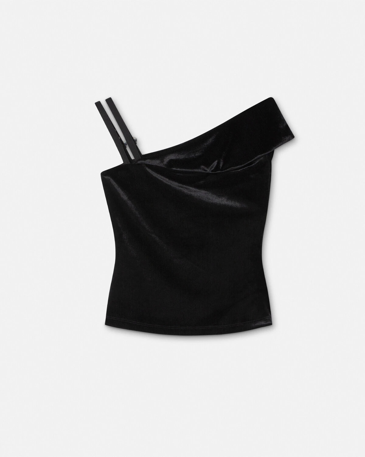 Baroque Buckle Ribbed One-Shoulder Top - 3
