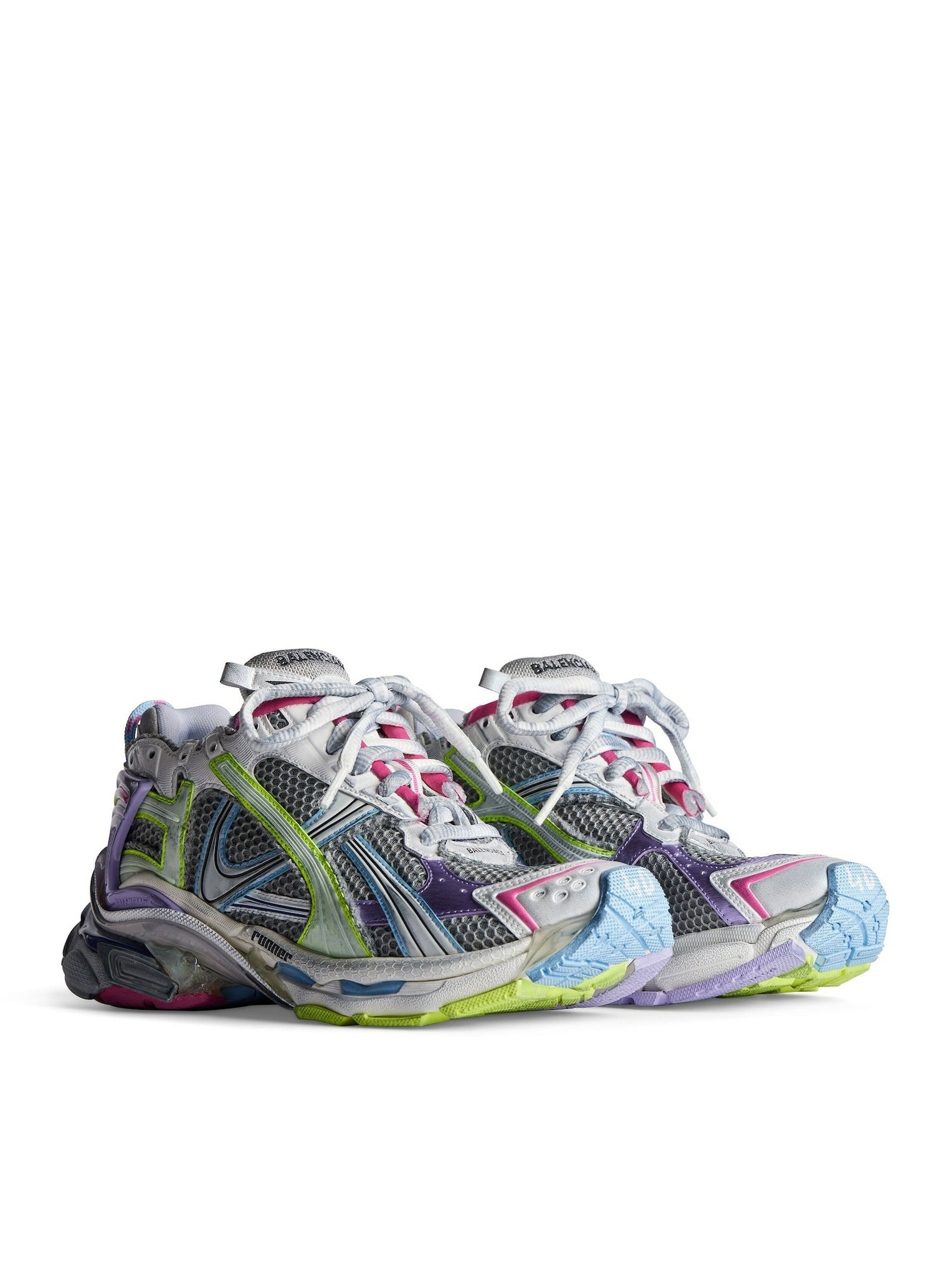 WOMEN`S RUNNER SNEAKER IN WHITE/LILAC/NEON PINK/NAVY - 9