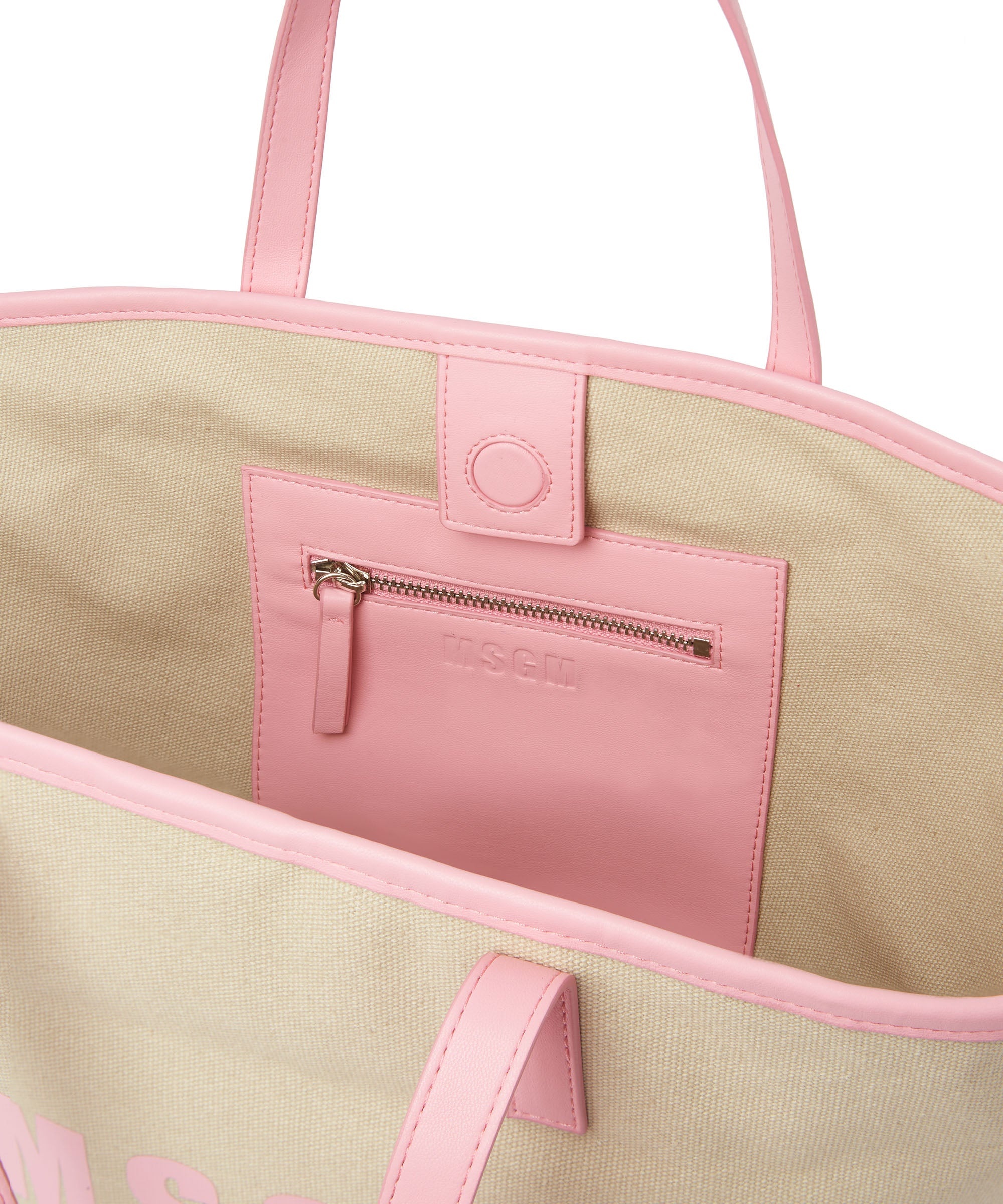 Large canvas tote bag with piping and printed logo - 4