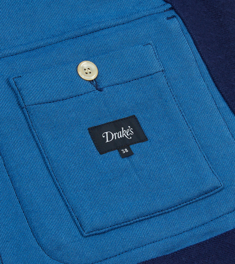 Blue Wool-Linen Three-Pocket Chore Jacket 8