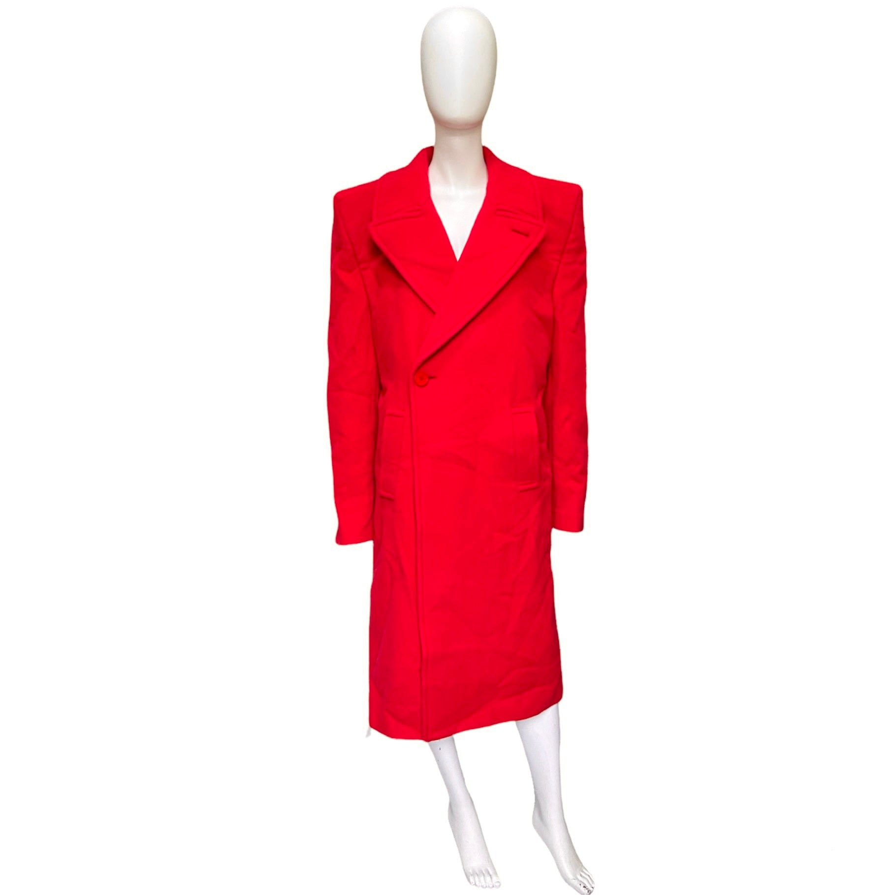 Balenciaga Ss19 runway 80s boxy shoulder red camel wool coat jacket 46 - 8