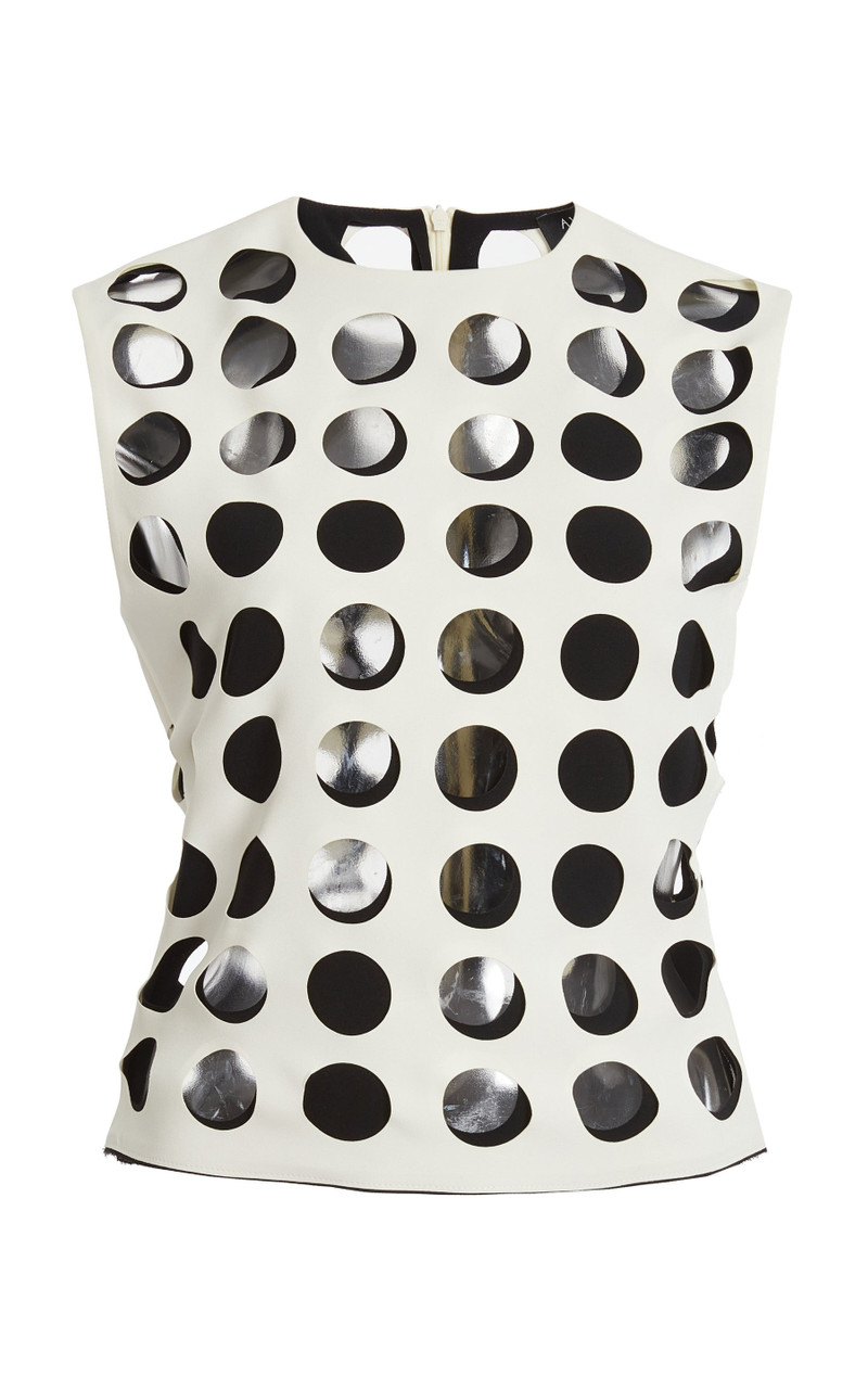 TOP WITH LAYERED CIRCULAR CUTOUTS WHITE BLACK 9