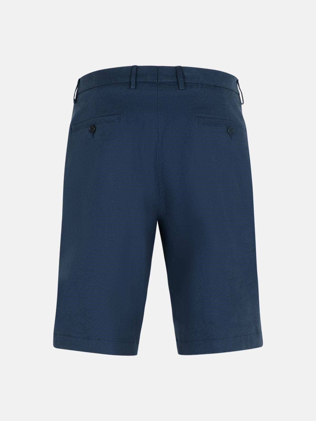 'ROMA' BLUE COTTON BERMUDA SHORTS - 3