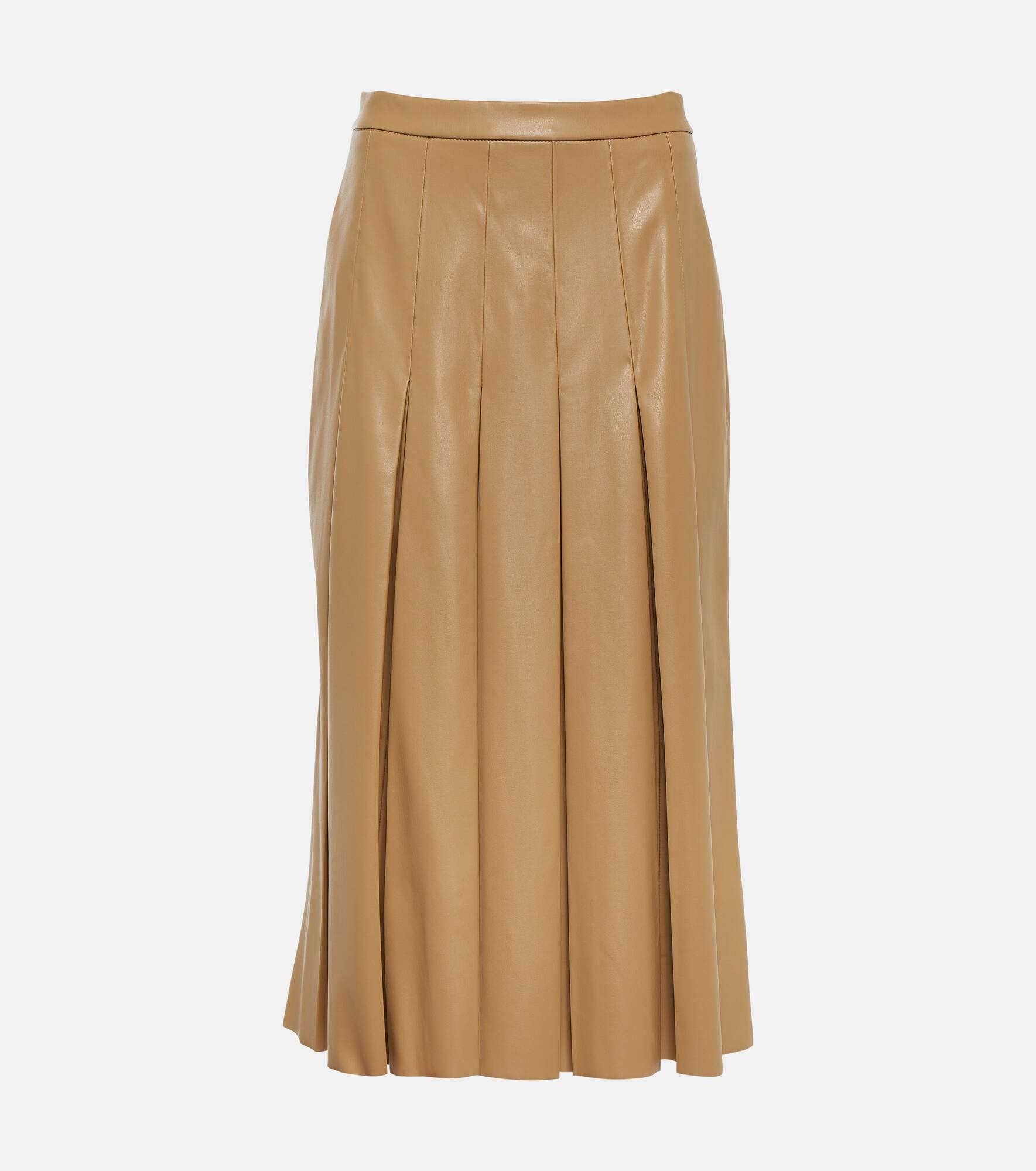 Herson pleated faux leather midi skirt - 1