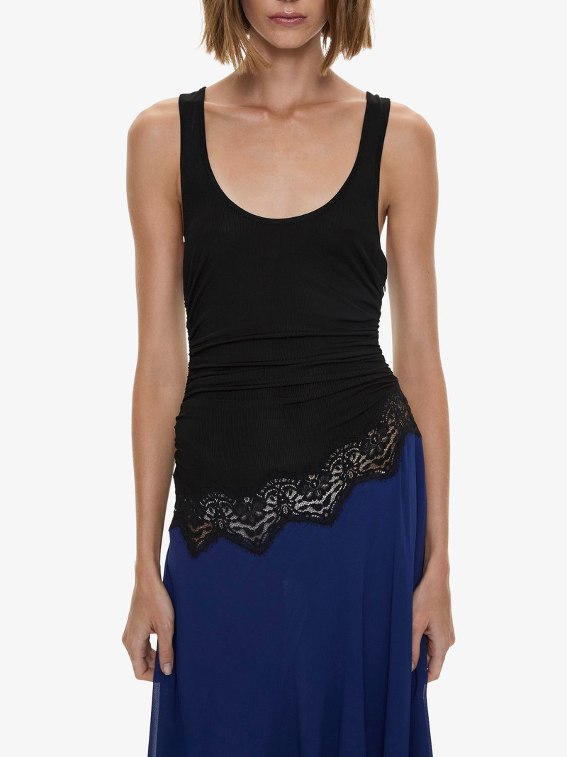 Cutaway Lace Gathered Tank Dress 3
