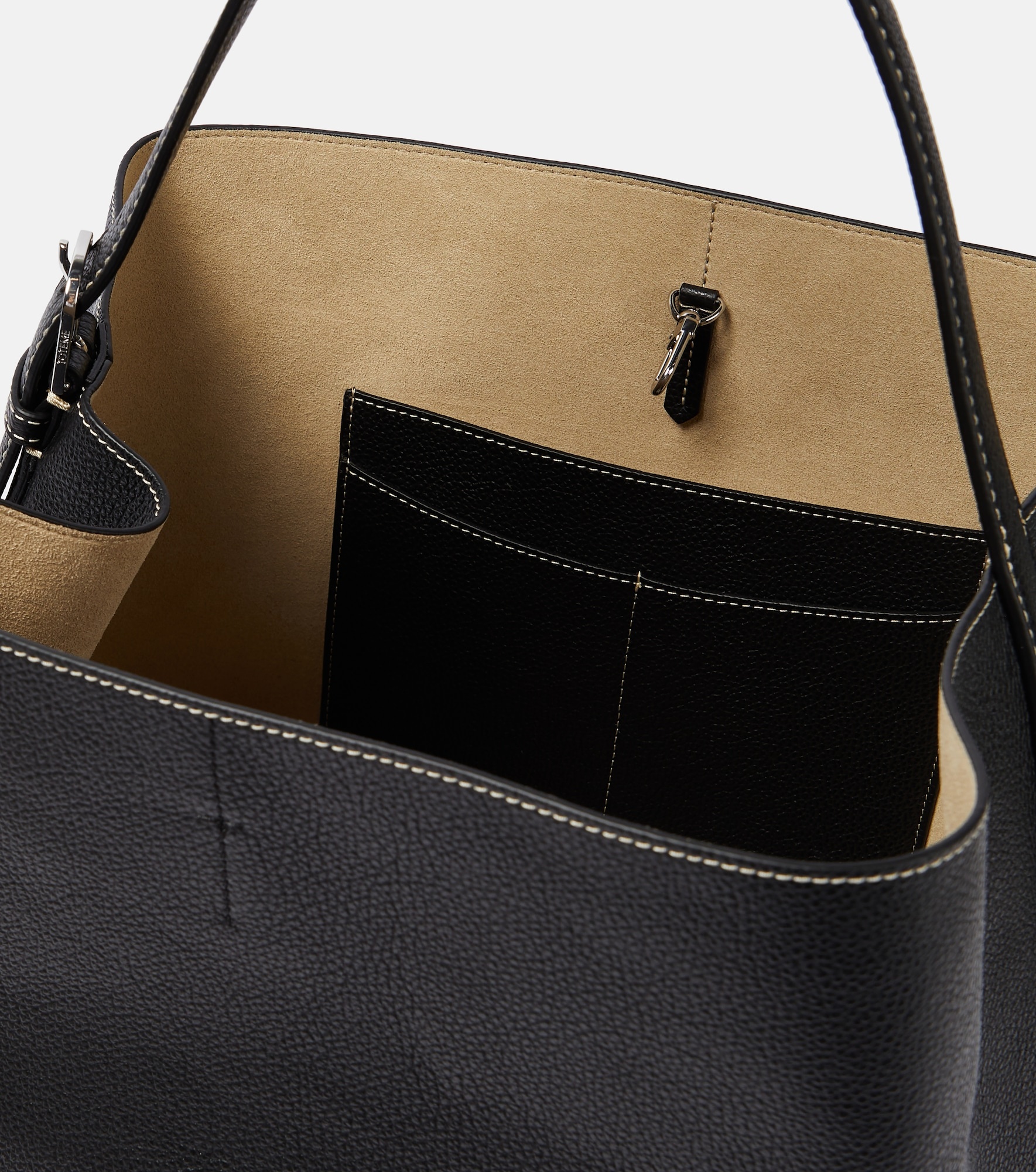 Belted leather tote bag - 3