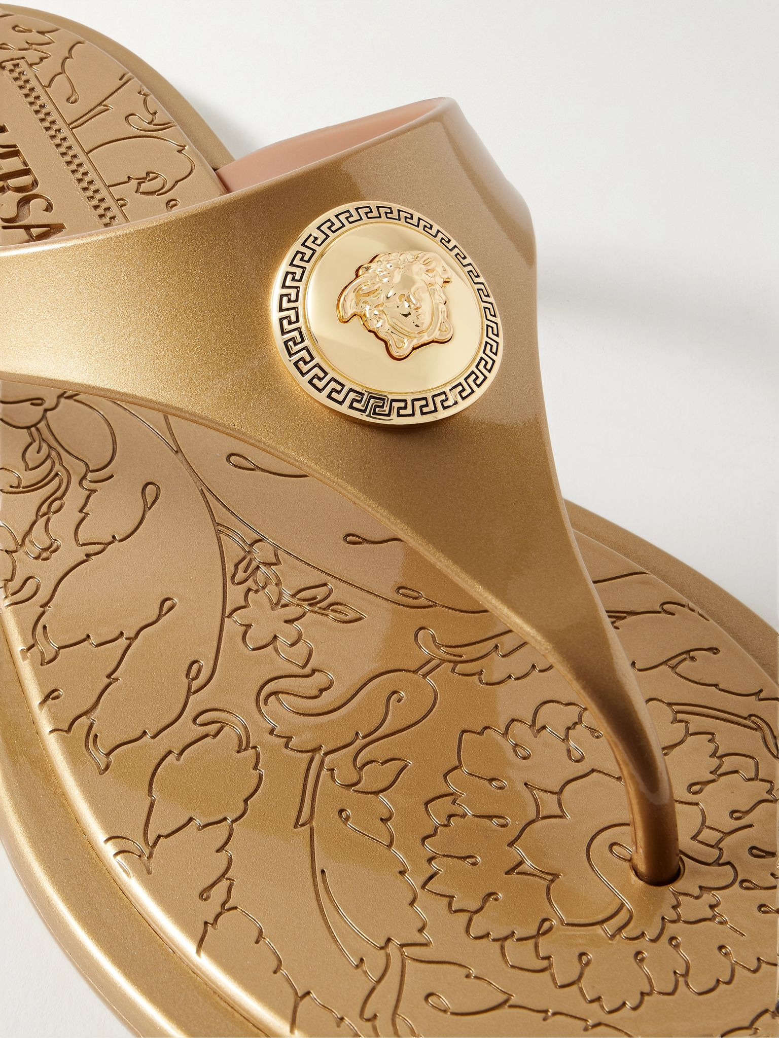 Alia embellished metallic rubber flip flops Gold - 4
