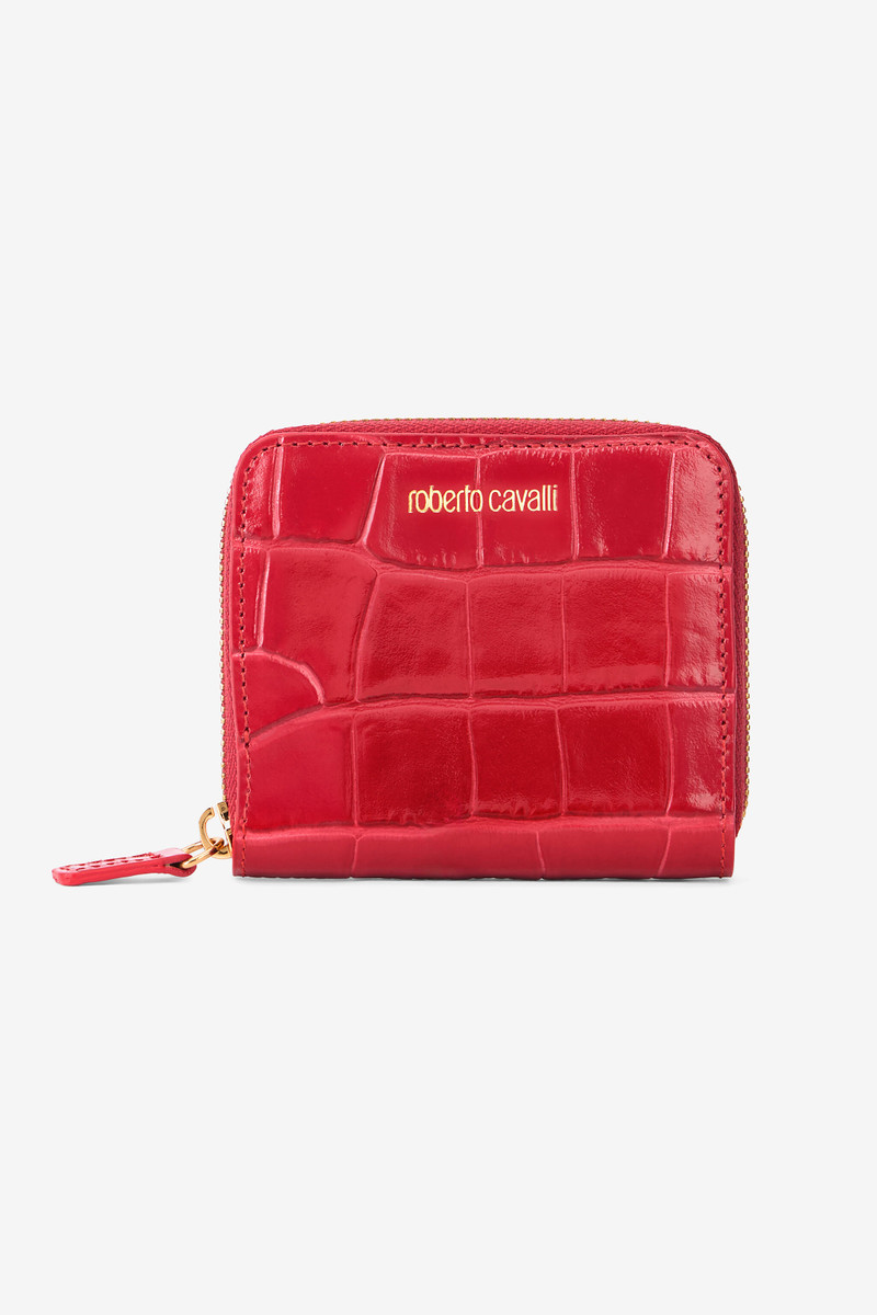 Small Antique Rose Crocodile-Effect Wallet 1