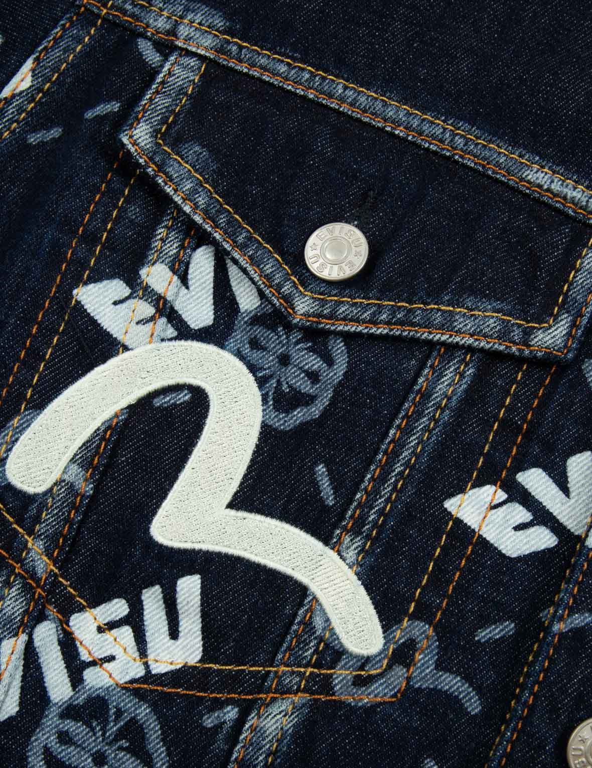 DOUBLE MONOGRAM PRINT DENIM JACKET - 7