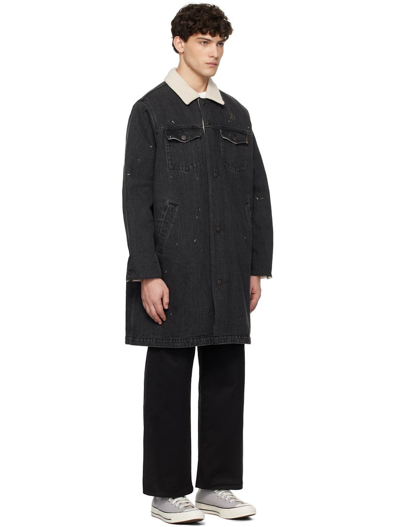 Black Sherpa Fleece-Lined Denim Coat 2