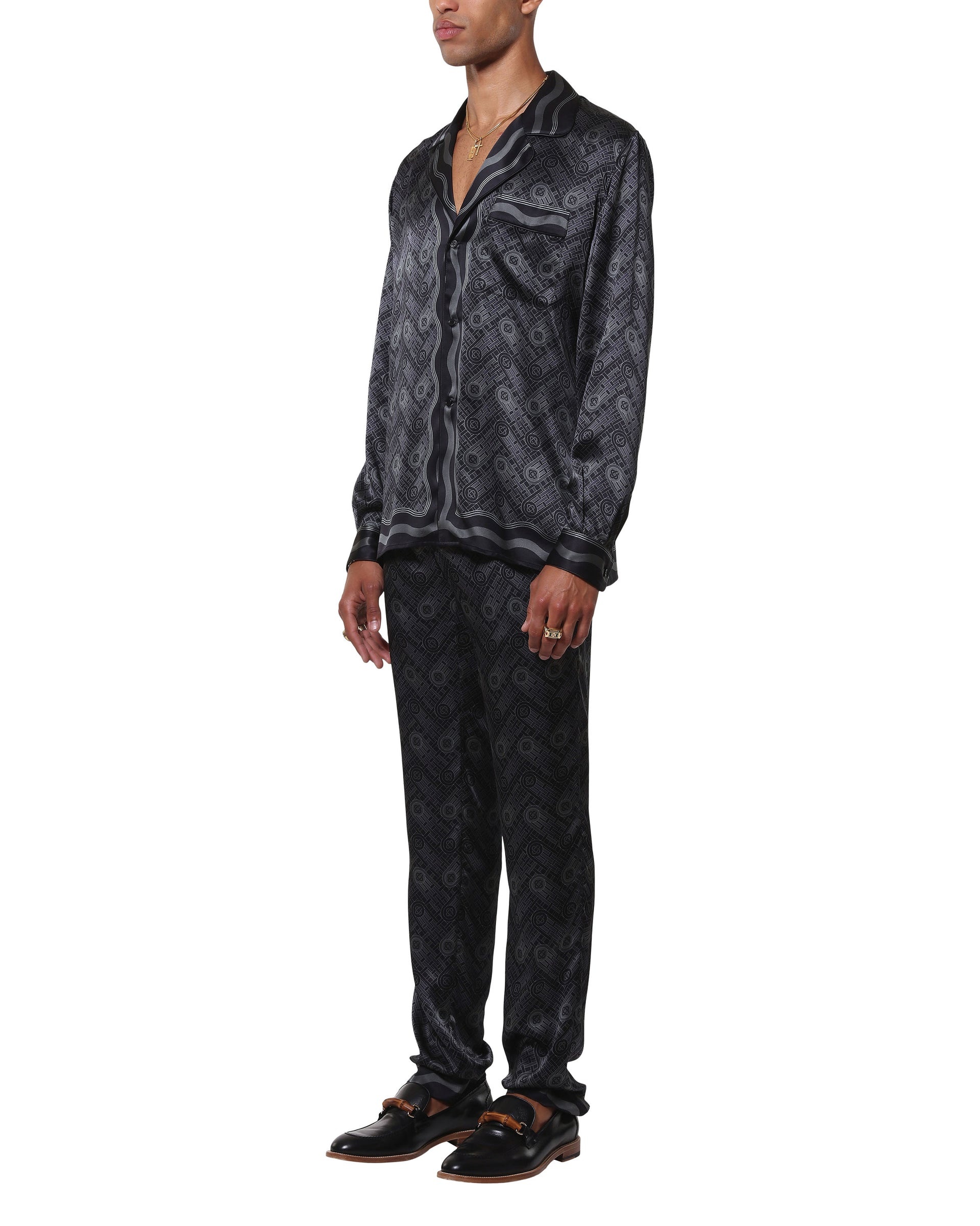 Black Ping Pong Monogram Silk Shirt - 3