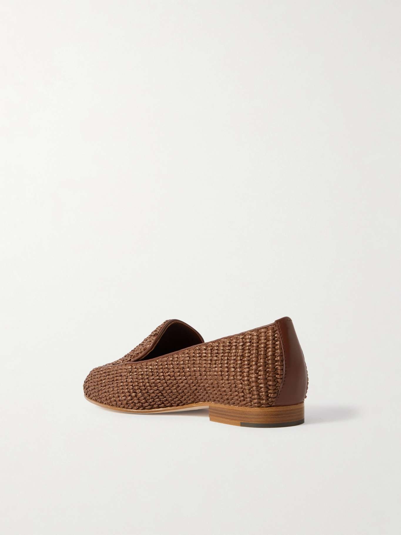 Pitakara leather-trimmed raffia loafers - 3