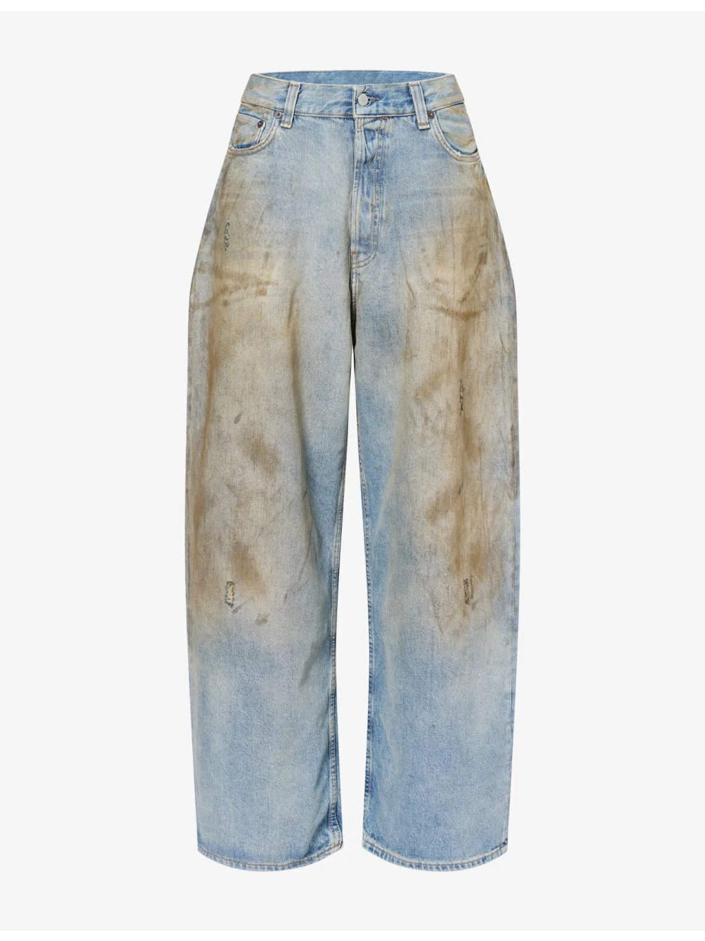 Distressed Wide-Leg Mid-Rise Jeans - 1