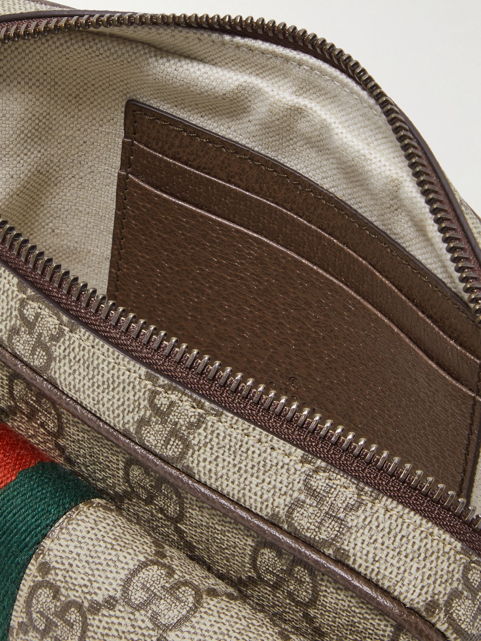 Ophidia Mini Leather-Trimmed Monogrammed Coated-Canvas Messenger Bag Beige - 5