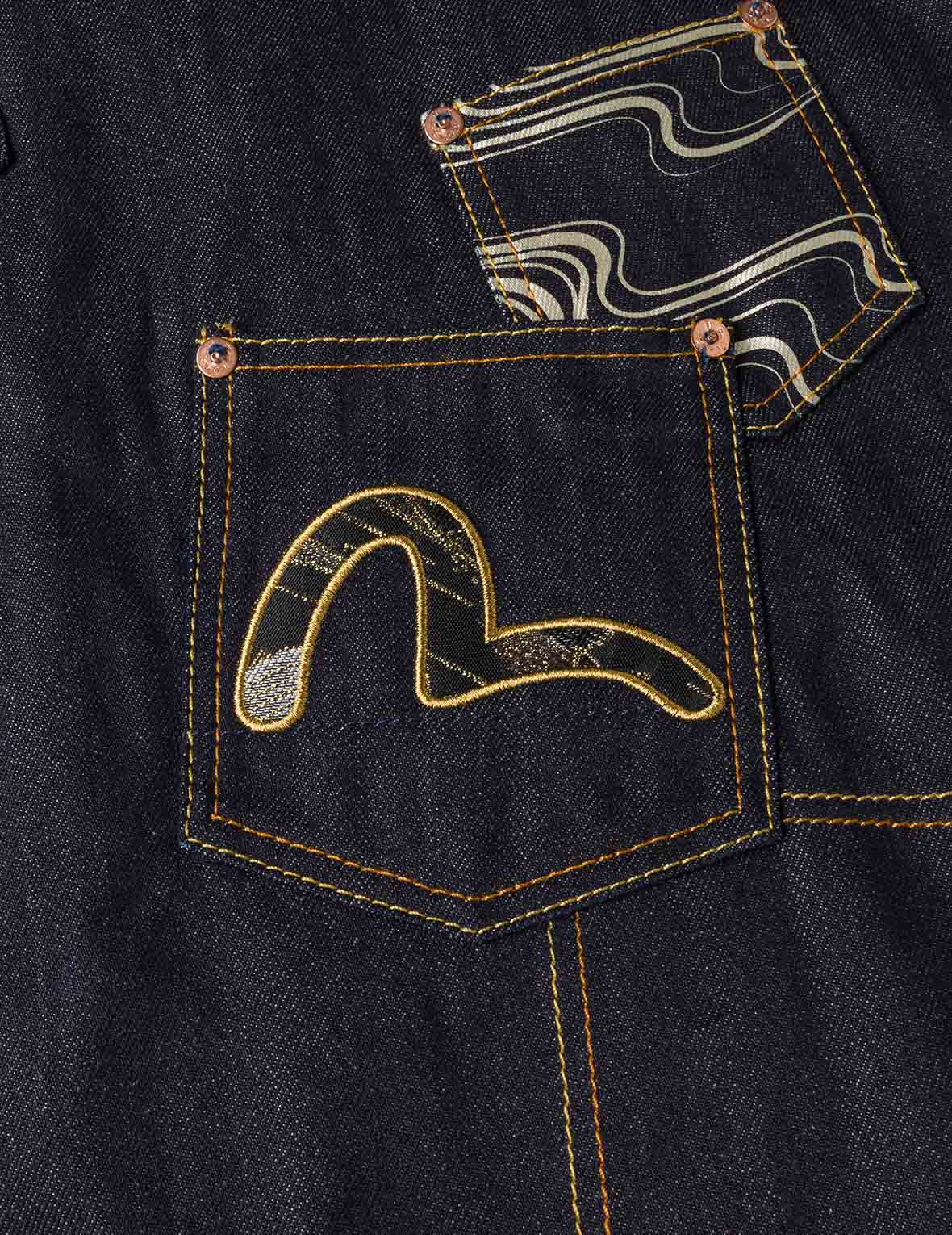Multi-Pocket with Brocade Patch Relax Fit Denim Jacket - 4
